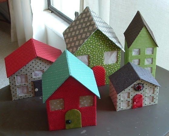 Новогодние домики своими руками из картона и бумаги
