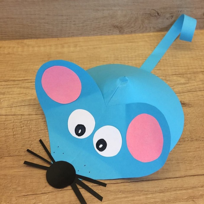 ​Объемный мышонок из конуса бумаги