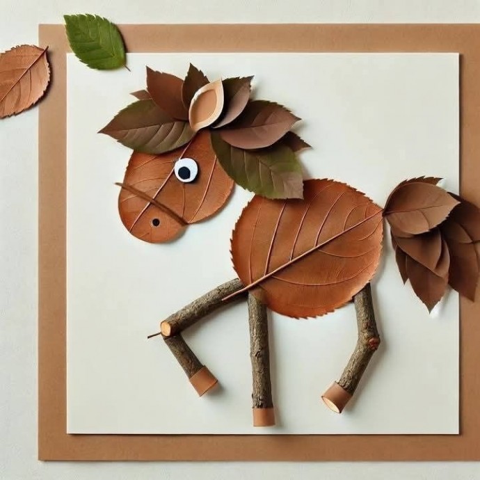 ​Идеи аппликаций из листьев