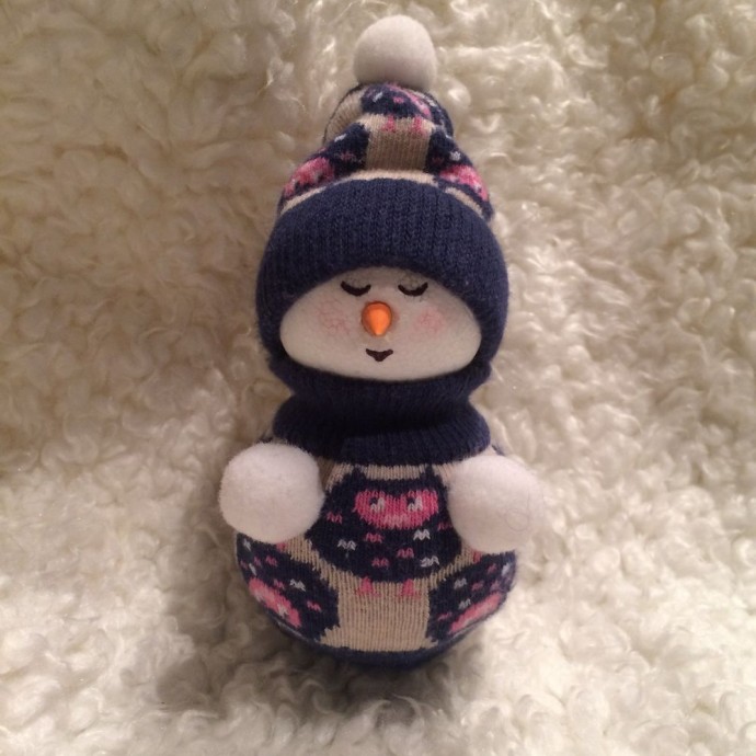Изготовление новогодней игрушки «Снеговик» за час