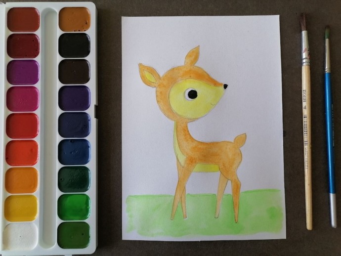 Олененок и цветы Олененок и цветы