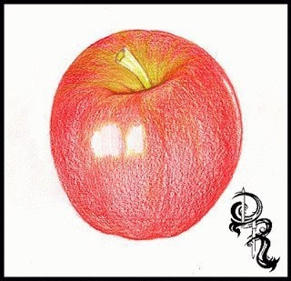 ​Рисуем с детьми наливное яблочко цветными карандашами