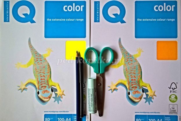 Цыплёнок из офисной цветной бумаги