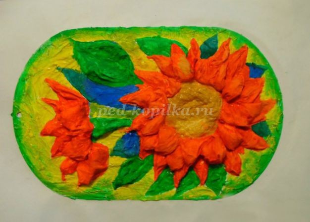 Подсолнухи из бумаги: часть 2