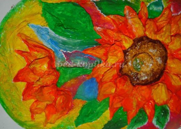 ​Подсолнухи из бумаги: часть 3