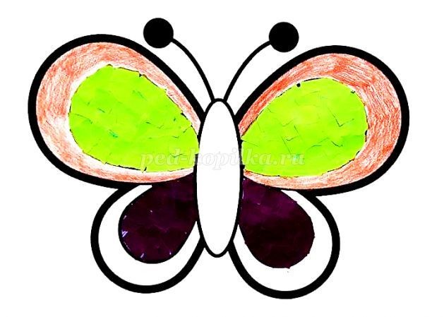 Обрывная аппликация из бумаги "Бабочка"