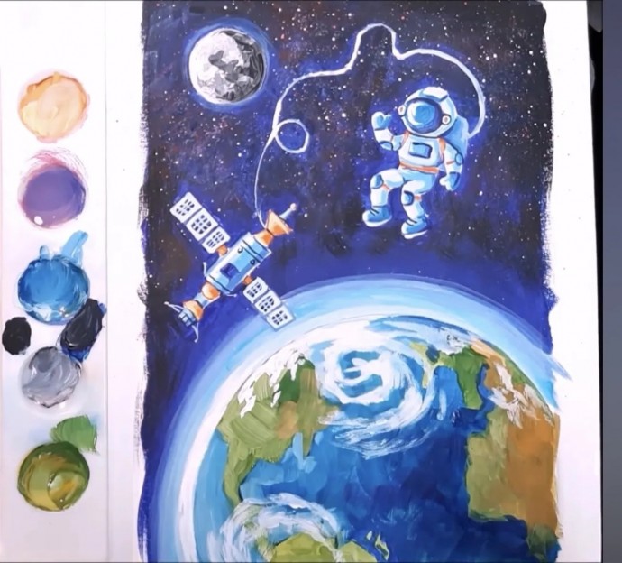 Рисуем космонавта в космосе