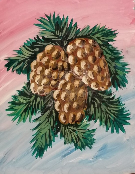 Рисуем шишки в снегу