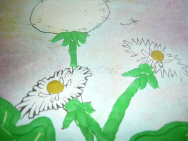 Одуванчик из пластилина