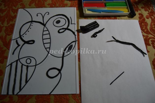 ​Панно из пластилина для детей "Бабочка": часть 1