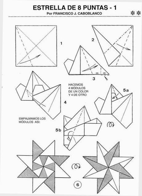 ​Звёздочки из бумаги в технике оригами
