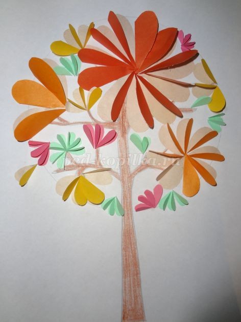 Аппликация из цветной бумаги: дерево счастья Аппликация из цветной бумаги: дерево счастья