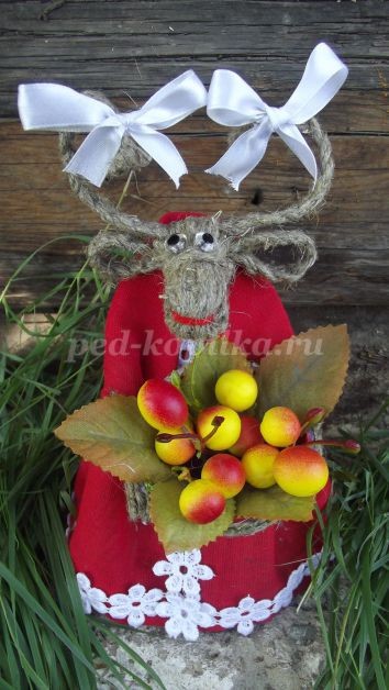 ​Коза из шпагата детскими руками: мастер-класс, часть 2