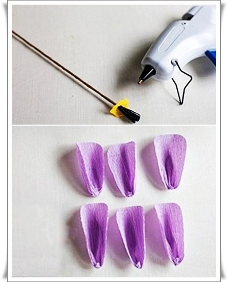 Разноцветный букетик тюльпанов из цветной гофрированной бумаги Разноцветный букетик тюльпанов из цветной гофрированной бумаги