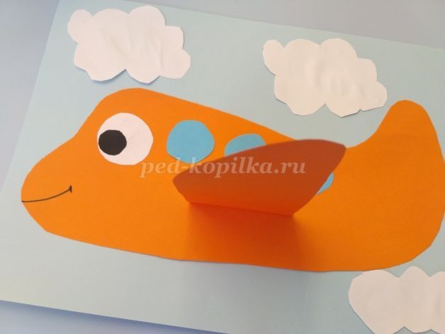 ​Объемная аппликация из бумаги: самолет, часть 2