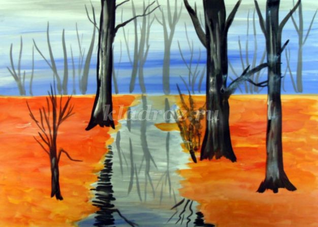 Рисуем с детьми тропинку в осеннем лесу