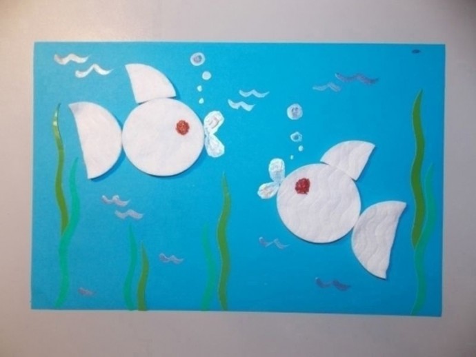 Аист под солнцем и другие поделки из ватных дисков