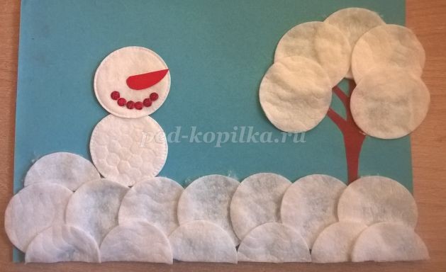 Новогодняя аппликация "Снеговик": часть 2