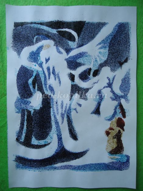 Мастер-класс по рисованию: набрызг "Морозко", часть 3