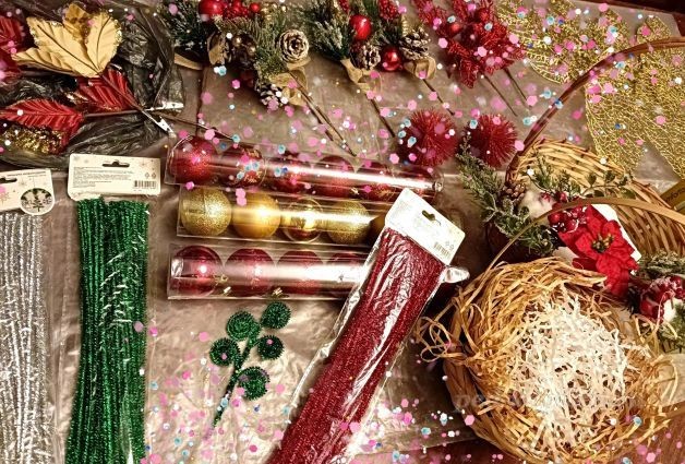 Новогодняя композиция детскими руками: часть 1