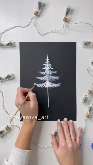 Рисуем белую ель