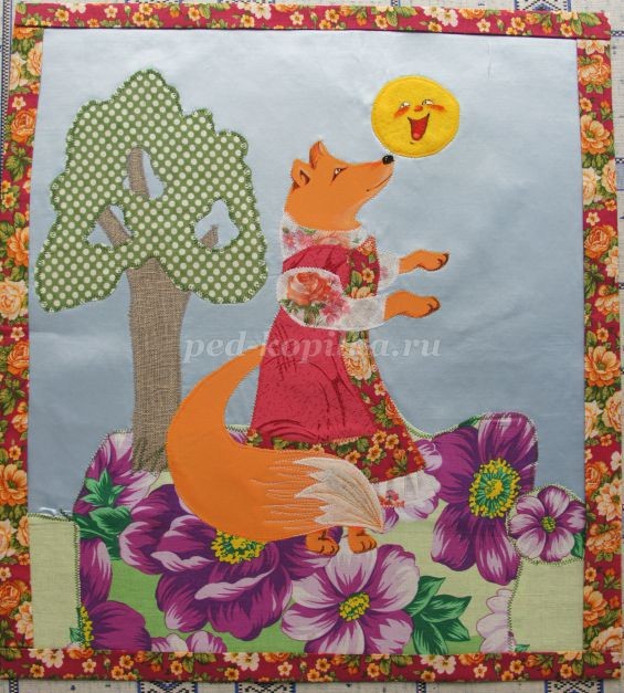 Лиса и колобок в технике текстильной аппликации: часть 2