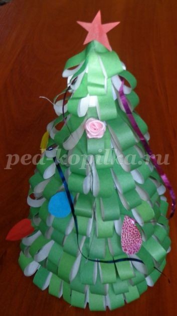 Новогодняя ёлка из бумаги детскими ручками Новогодняя ёлка из бумаги детскими ручками