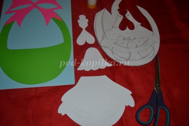 ​Открытка с курочкой и цыплятами: часть 2