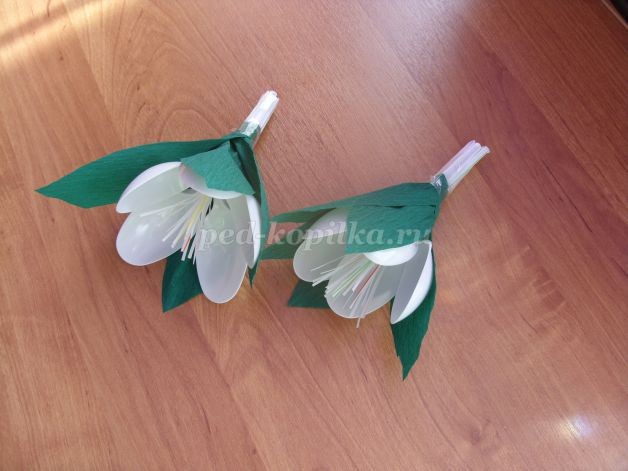 Подснежники из одноразовых ложек: часть 2