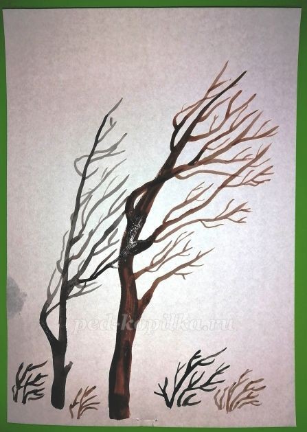 Рисование осеннего дерева