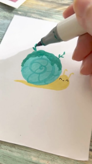 Рисуем весеннюю улитку с цветами