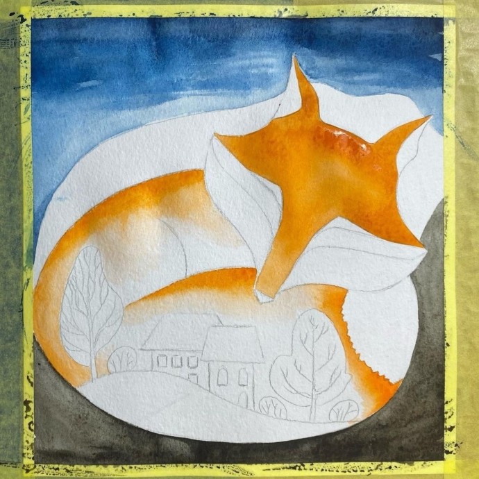 Рисуем зимнюю лисичку