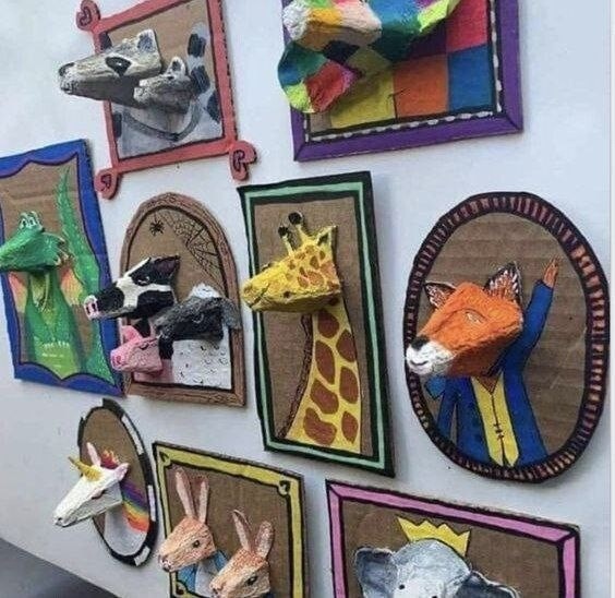 Мордочки животных из яичных лотков