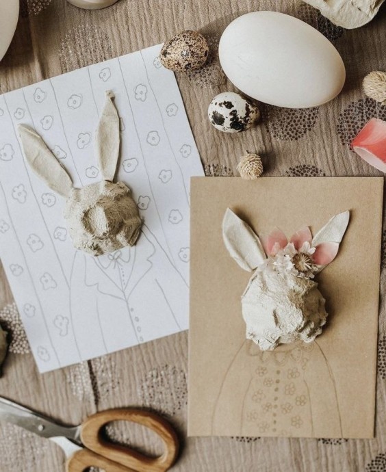 Мордочки животных из яичных лотков