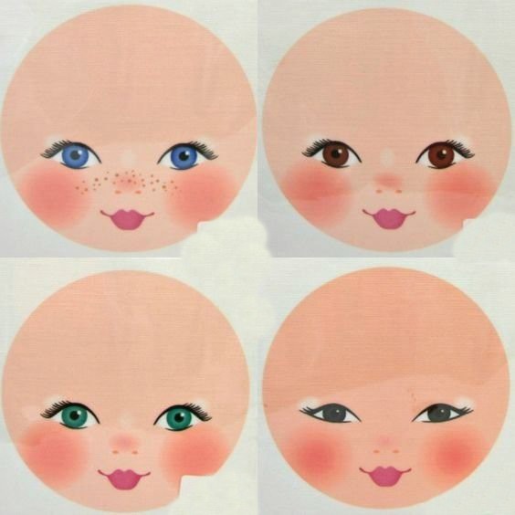 Несколько простых примеров, как нарисовать лицо кукле