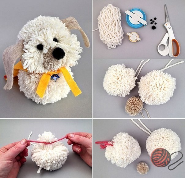 Собачки из помпонов