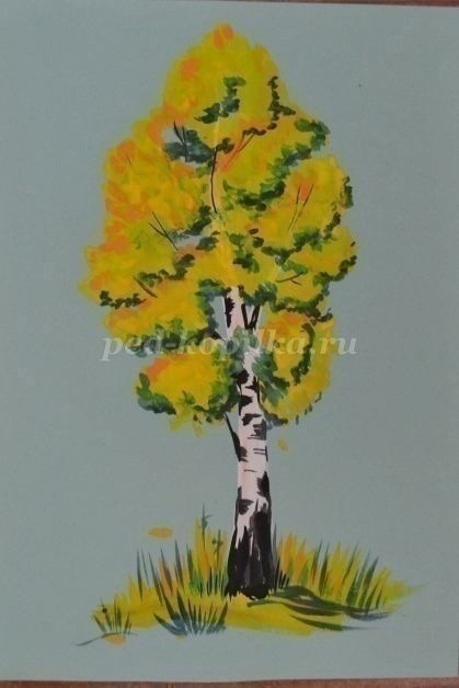 Березка гуашью