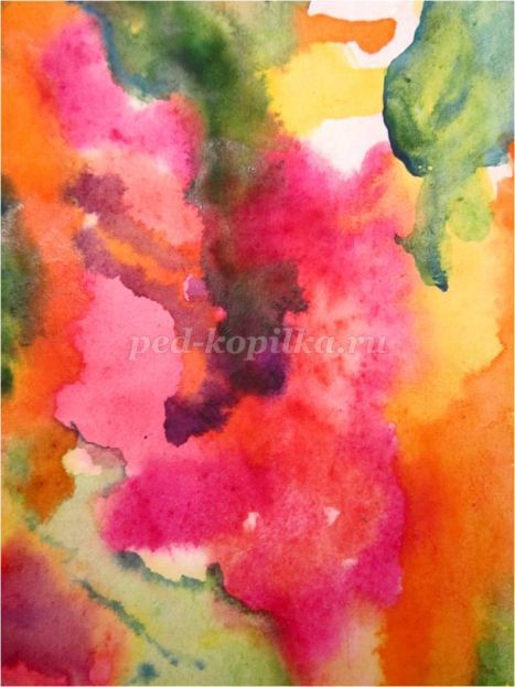 ​Рисование цветов в смешанной технике: акварельная живопись "по-сырому" и восковые цветные карандаши: часть 4