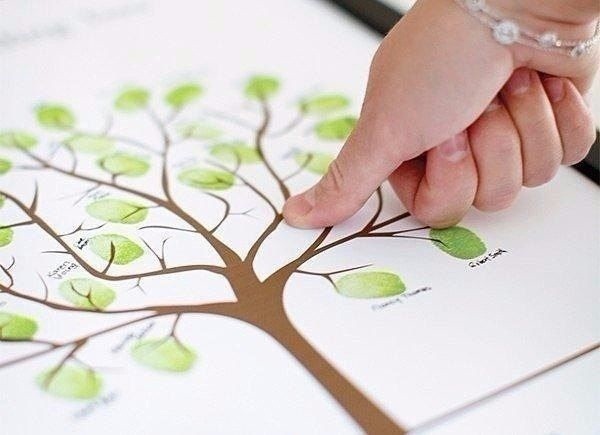 ​Дерево с листьями, нарисованными пальцами