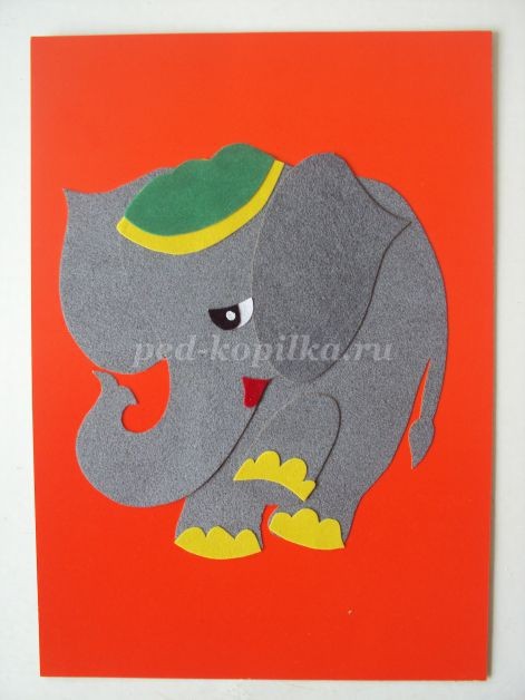 Аппликация из бархатной бумаги "Слонёнок" Аппликация из бархатной бумаги "Слонёнок"