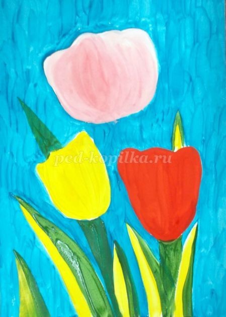 Как нарисовать тюльпаны гуашью: часть 2