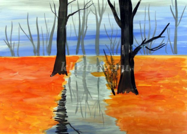 Рисуем с детьми тропинку в осеннем лесу