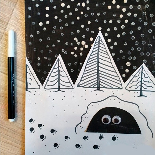 Зимняя аппликация "Зверь в норке" Зимняя аппликация "Зверь в норке"