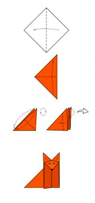 Очень простой лис в технике оригами
