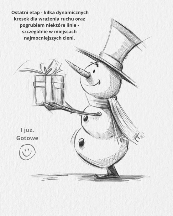 Рисуем щедрого снеговика с подарками Рисуем щедрого снеговика с подарками