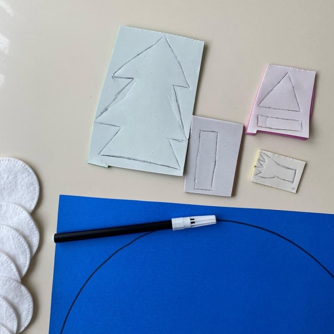 Интересная аппликация "Выпал первый снег" Интересная аппликация "Выпал первый снег"