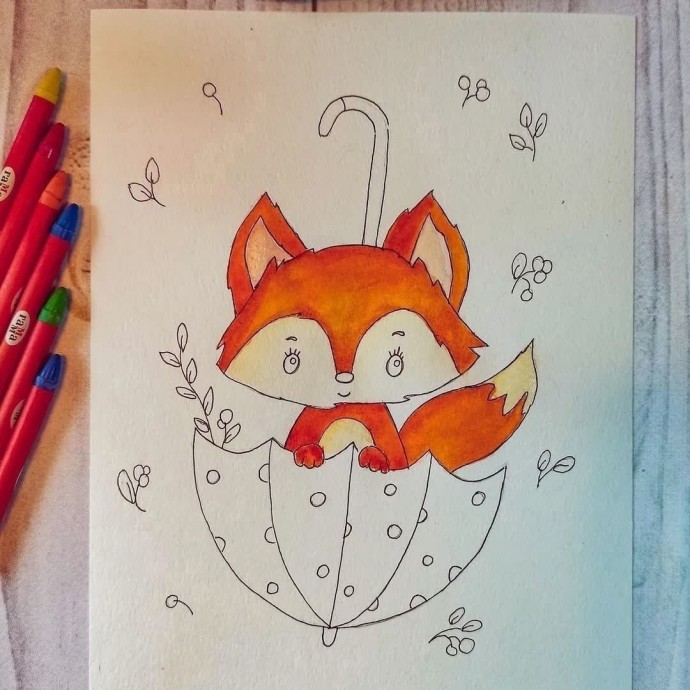 ​Рисуем озорного лисёнка