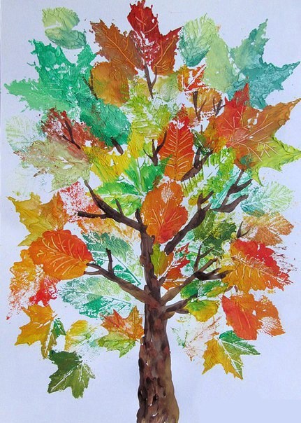 ​Необычный способ рисования осеннего дерева