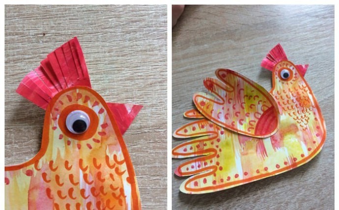 ​Курочка в смешанной технике