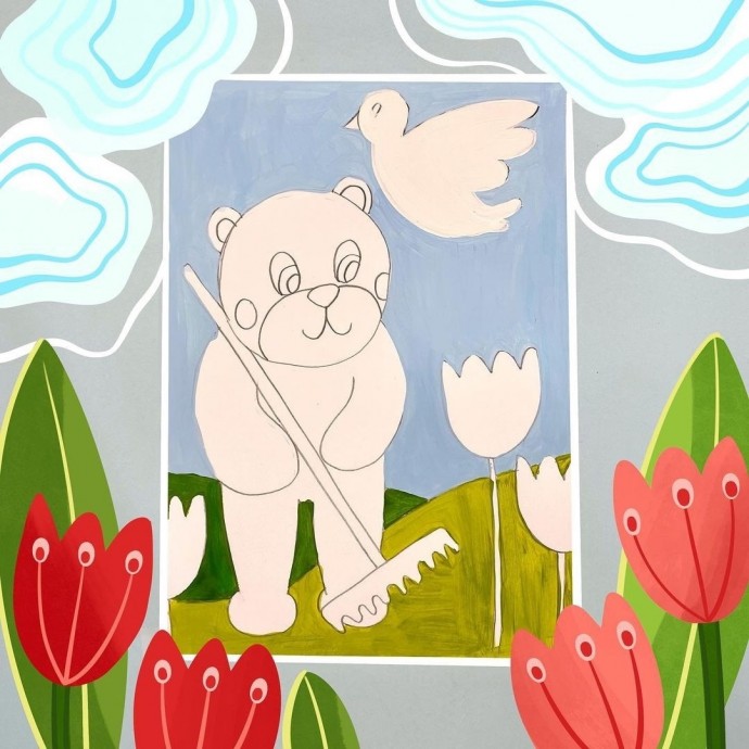 Мишка на грядке